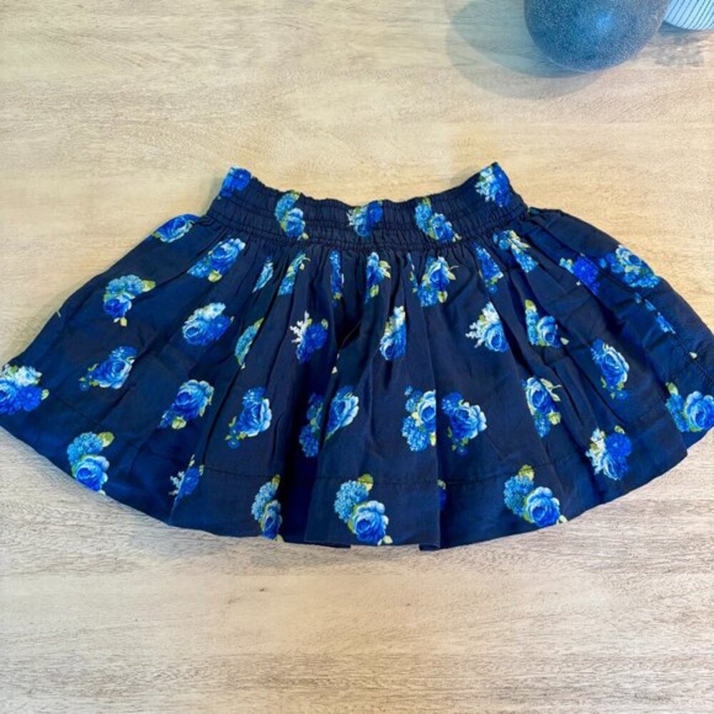 Abercrombie Puffy/ Full Navy Mini Skirt w/ Blue Floral Print‎ Girls Large